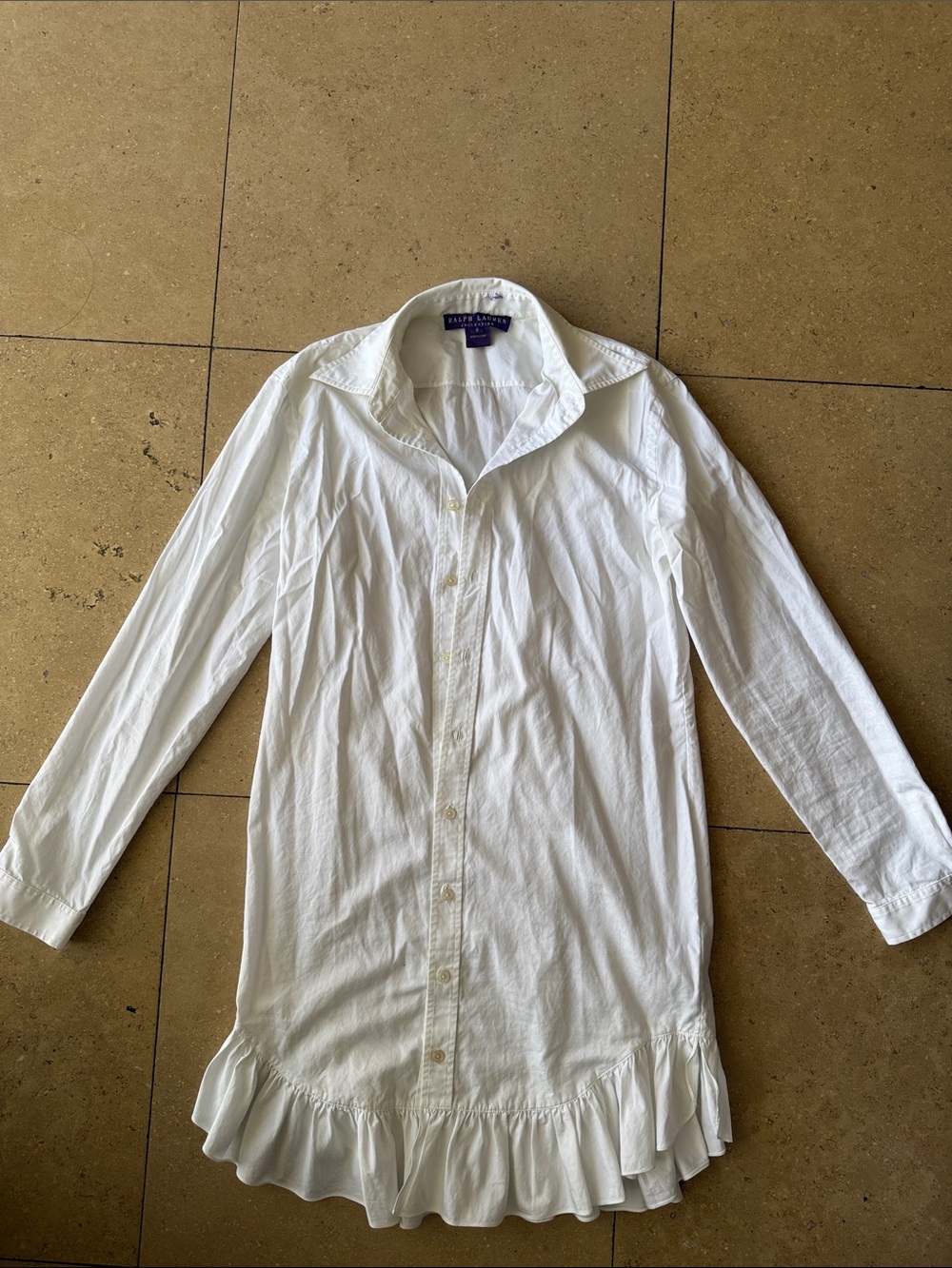 Ralph Lauren Purple Label White Ruffle-Hem Mini Dress